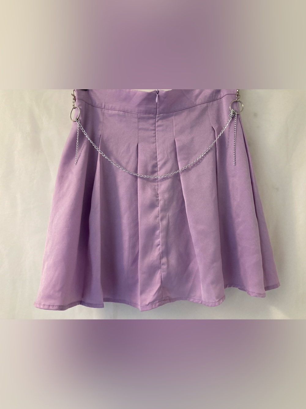 Lilac Purple Satin Mini Skirt Chain Detail Y2K Fairycore Size M